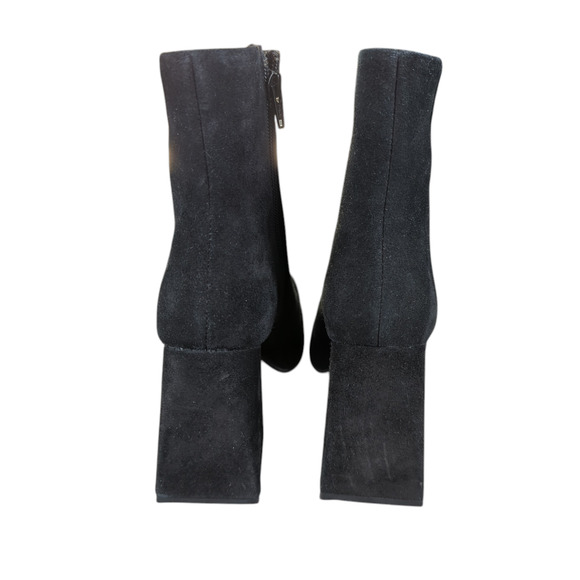 Steve Madden Treasure Suede Leather Square Toe Ankle Boot Square Chunky 6.5 Heel - Picture 5 of 9